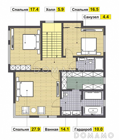 Проект современного кирпичного дома / План 2 этажа