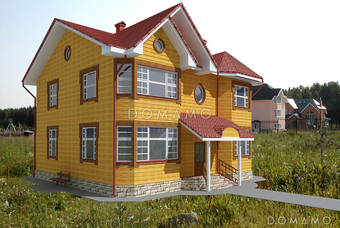 Двухэтажный дом с двумя эркерами