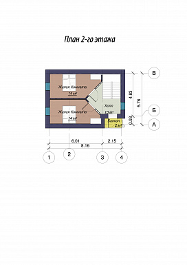 Проект двухэтажного дома с сауной / План 2 этажа