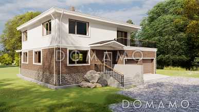 Проект двухэтажного дома с подвалом, гаражом и верандой