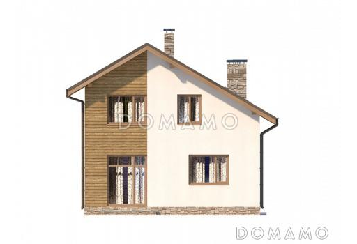 Проект  дома из пеноблоков с мансардой / Фасад 1