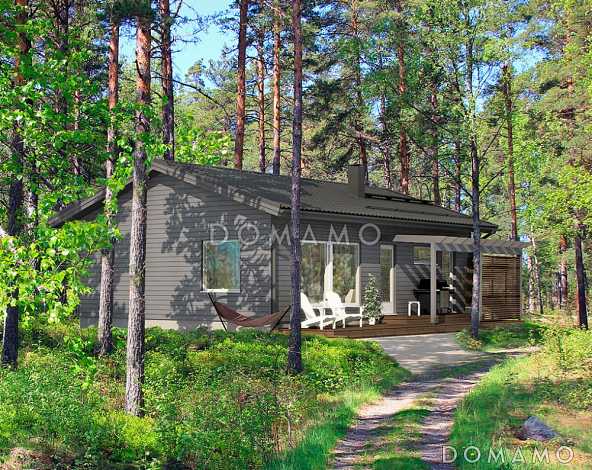 Проект каркасной сауны с небольшой кухней