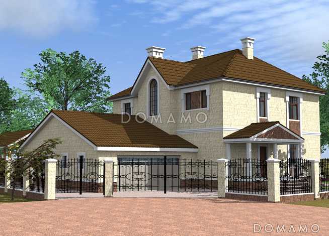 Проект дома в классическом стиле с гаражом