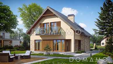 Проект небольшого одноэтажного мансардного дома из кирпича с тремя спальнями и просторной гостиной