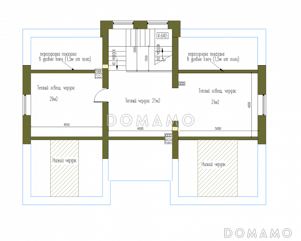 Проект особняка в стиле Тюдор / План мансардного этажа