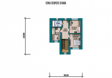 Проект дома с гаражом на две машины, сауной и тремя спальнями / План 2 этажа