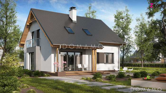 Проект классического мансардного дома из кирпича с кабинетом и большим техническим помещением