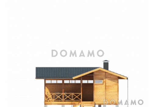 Проект деревяной беседки с барбекю, санузлом и душем / Фасад 2