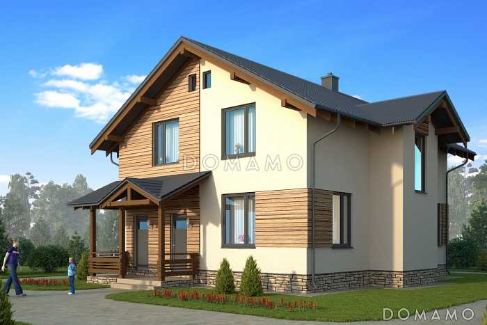 Проект компактного коттеджа с кладовой и пятью спальнями