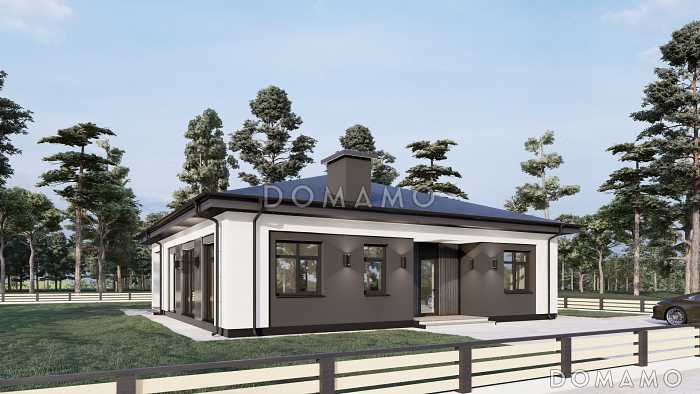 Проект дома с мастер-спальней, двумя детскими, кладовой на кухне