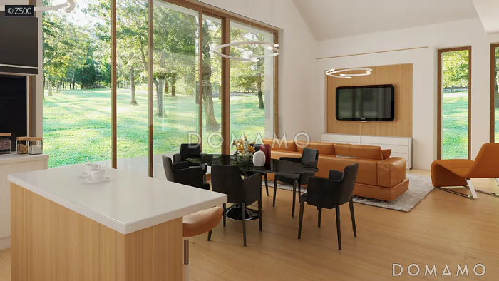 Проект дома из газобетона в стиле барнхаус с кабинетом, комнатой отдыха и увеличенной котельной