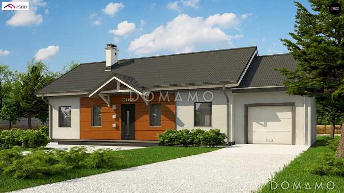 Проект классического одноэтажного дома из газобетона с тремя спальнями, светлой гостиной и гаражом