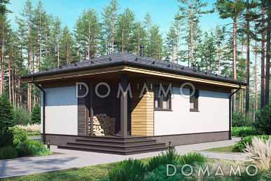 Проект гостевого дома со спальней, террасой и местом для хранения дров