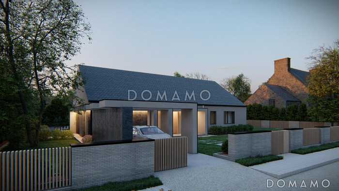 Проект одноэтажного дома с тремя спальными комнатами с общим санузлом, кабинетом, просторной дневной зоной