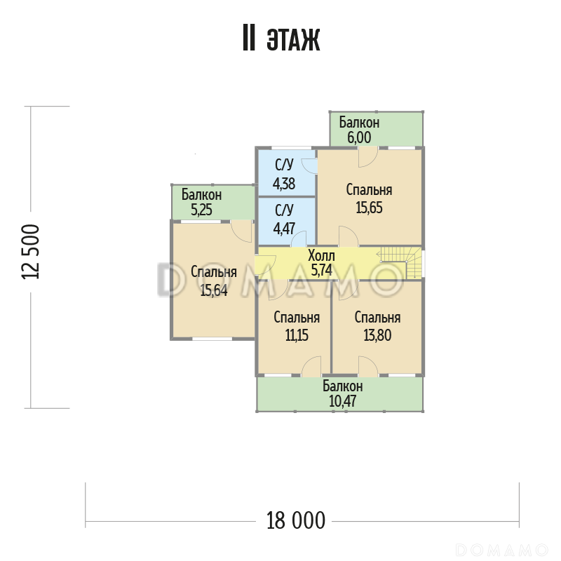 Проект каркасного дома с хозяйственной комнатой на первом этаже / План 2 этажа