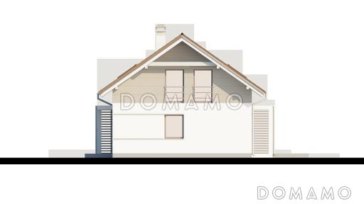 Проект одноэтажного мансардного дома из кирпича с дополнительной спальней и кабинетом на первом этаже / Фасад 3
