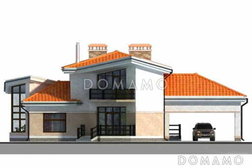 Проект дома из пеноблоков с площадкой для автомобиля / Фасад 4