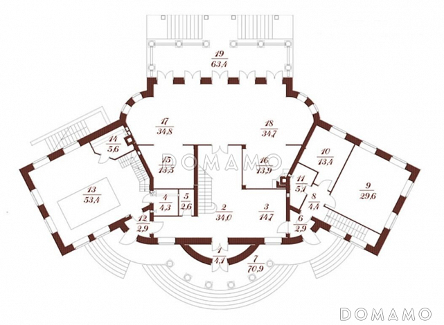 Проект дома с колоннами и балконом / План 1 этажа