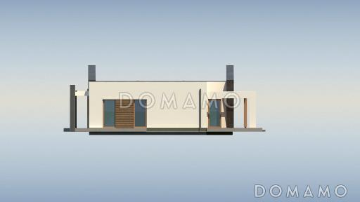Проект современного одноэтажного дома из газобетона с тремя спальнями и необычными элементами дизайна / Фасад 4