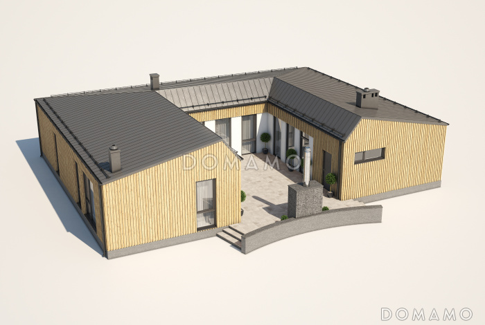 Проект дома из газобетона с внутренним двором