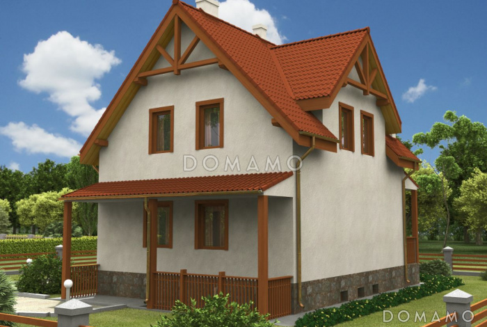 Проект дома с верандой и мансардным этажом