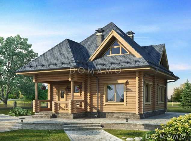 Проект небольшого загородного дома с красивой серой крышей