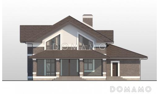 Проект просторного дома с гаражом, крытой террасой и пятью спальнями / Фасад 3