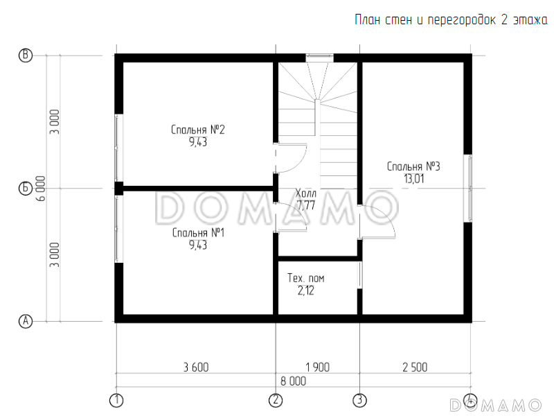 Каркасный дом "Южный" / План 2 этажа