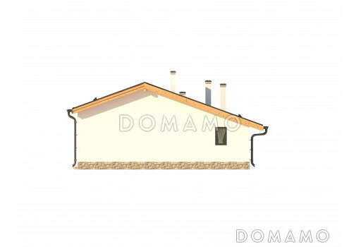 Проект одноэтажного дома из SIP панелей с крытой террасой с барбекю, кладовой, хозблоком, гостиной с камином, парной и комнатой отдыха / Фасад 1