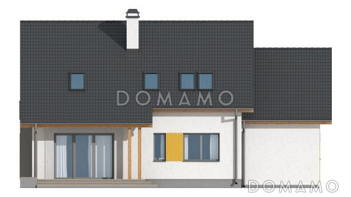 Проект классического мансардного дома из кирпича с кабинетом и большим техническим помещением и гаражом / Фасад 3