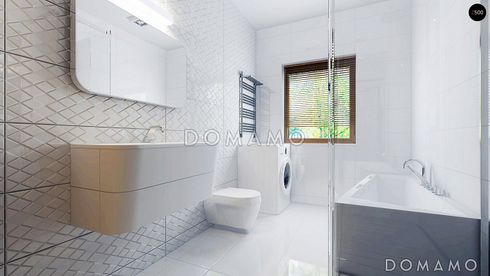 Проект небольшого современного одноэтажного дома из газобетона с двумя спальнями и красивой террасой