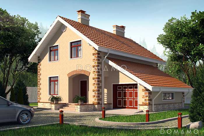 Проект дома из пеноблоков с гаражом