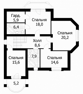 Проект шестикомнатного жилого дома / План 2 этажа