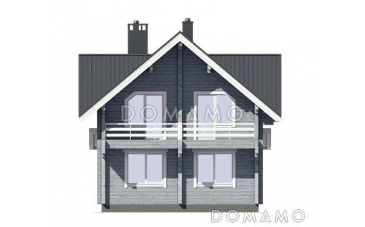 Проект современного дома из бруса с мансардой / Фасад 3