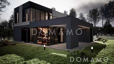 Проект современного двухэтажного дома с 4 спальнями и балконом