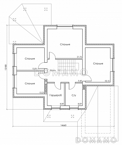 Проект красивого двухэтажного дома по технологии ЛСТК c большим гаражом и террасой / План 2 этажа