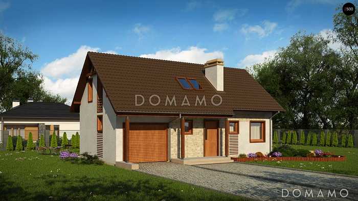 Проект мансардного дома из газобетона с четырьмя спальнями и гаражом 