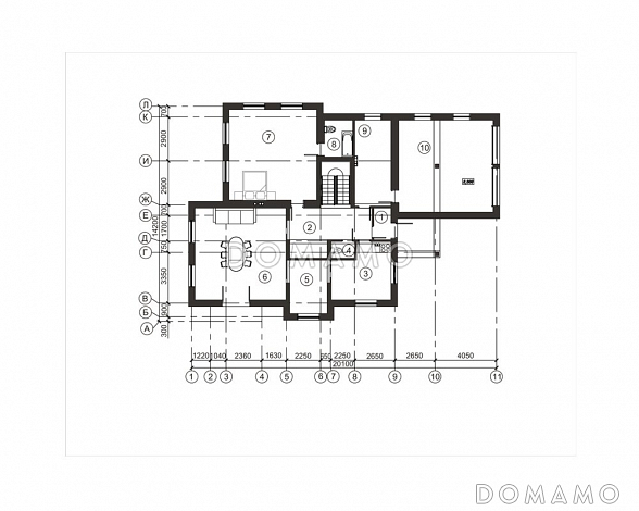 Проект дома с большим каминным залом / План 1 этажа