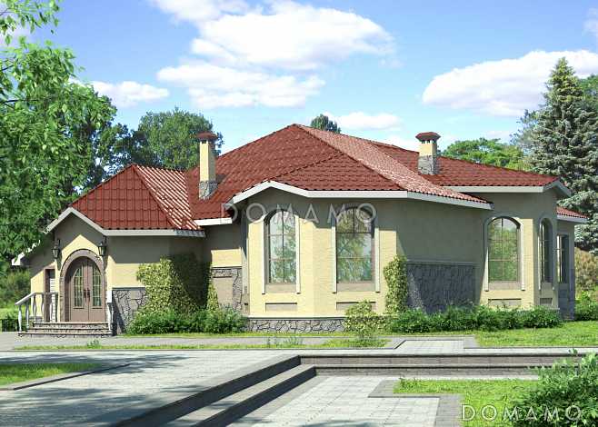 Проект одноэтажного дома с гаражом чуть больше 200 кв. м