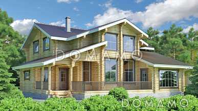 Проект дома из бревна со вторым светом который украшает общий вид из холла