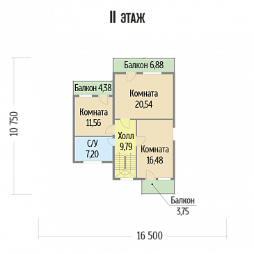 Проект дома с большими окнами / План мансардного этажа