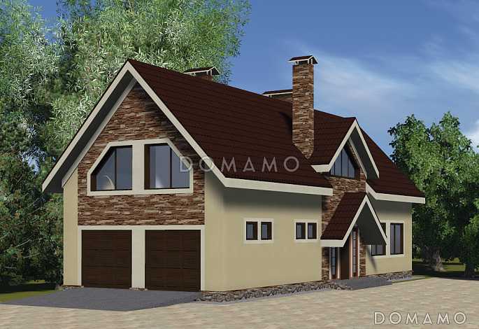 Проект дома с гаражом на два автомобиля