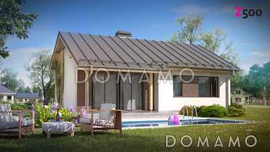 Проект компактного одноэтажного дома небольшой площади из газобетона с двумя спальнями 