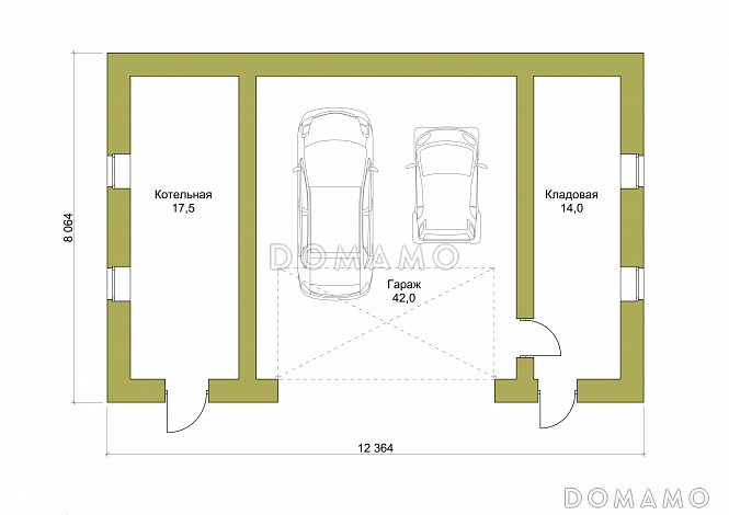 Гараж для машины и квадроцикла / План 1 этажа