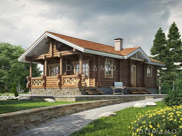 Проект одноэтажного деревянного дома  из оцилиндрованного бревна
