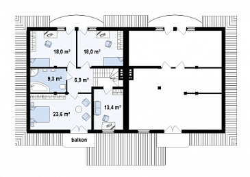 Проект двухэтажных домов-близнецов из газобетона с гаражом и чердаком / План 2 этажа