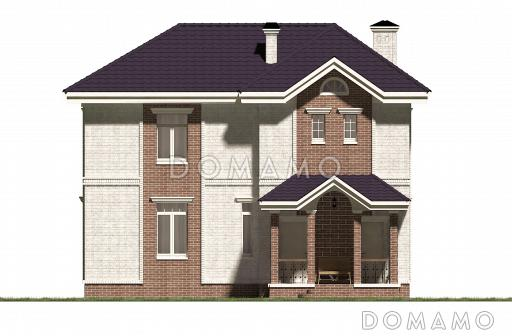 Проект углового коттеджа с большой террасой / Фасад 1