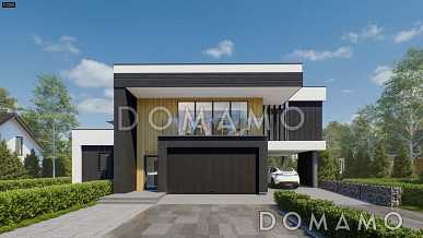 Проект дома из газобетона с бассейном, террасой и гаражом на 2 машины