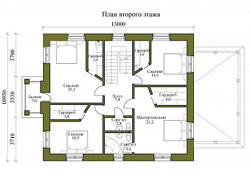 Проект двухэтажного дома с бильярдной и мансардой / План 2 этажа