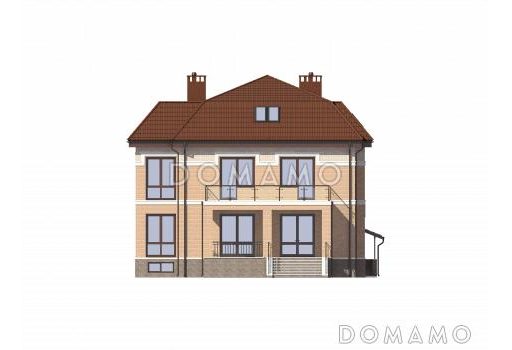 Проект дома из газобетона с просторным балконом на втором этаже / Фасад 3